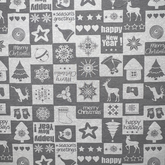 Salutations de Noël Gris 80 % coton 20 % polyester 140 cm de large Tissu imprimé numériquement Crafty Cottons Idéal pour l'artisanat, la couture, le matelassage, les fanions, le patchwork